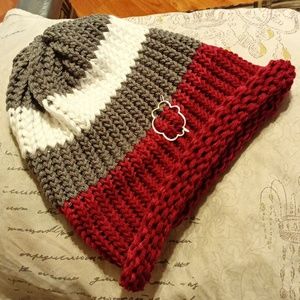 Knit Beanie hat yarn Cloud statement hairclip Charm Accessory gray white